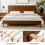Ensemble de chambre à coucher avec station de charge intégrée Mid-Century Boneva avec lit en bois massif et tables de chevet-2141931768
