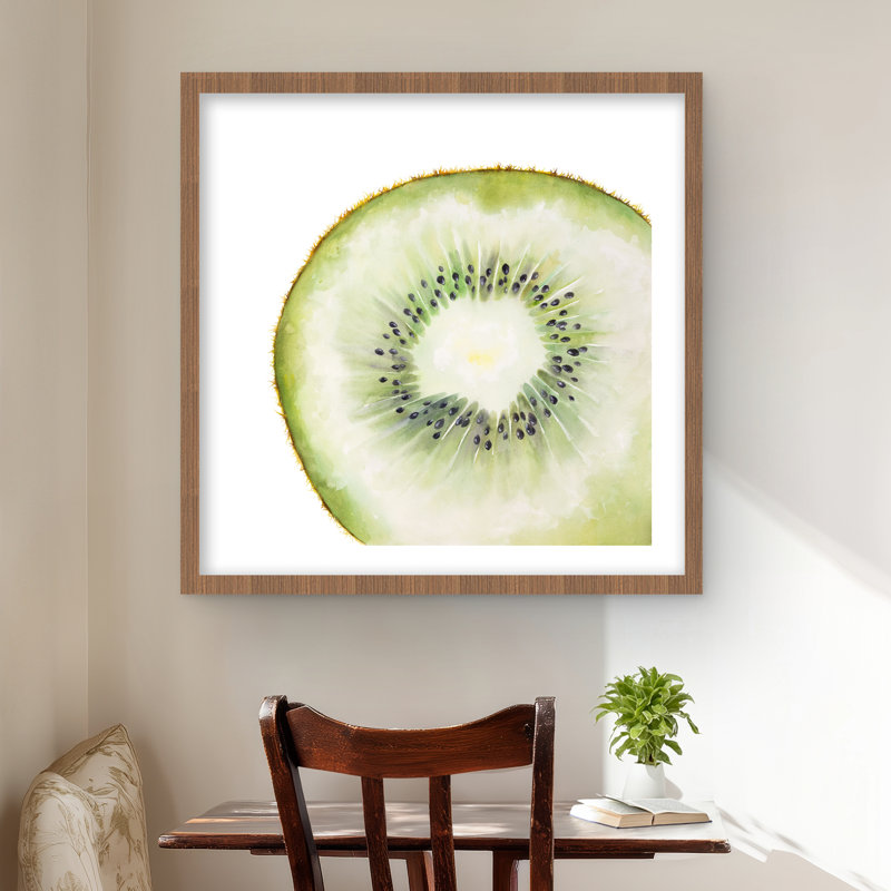 Kiwi Slice - reproduction mat exotique encadrée pour la décoration intérieure, H 24 po x l 24 po
