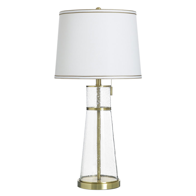 Lampe de table Doris - Graine transparente - Abat-jour blanc, Transparent transparent / laiton antique