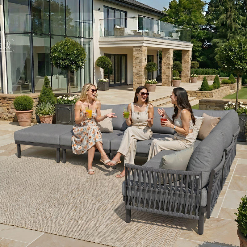 6 Person Outdoor Patio Sectional Sofa Set, Gray