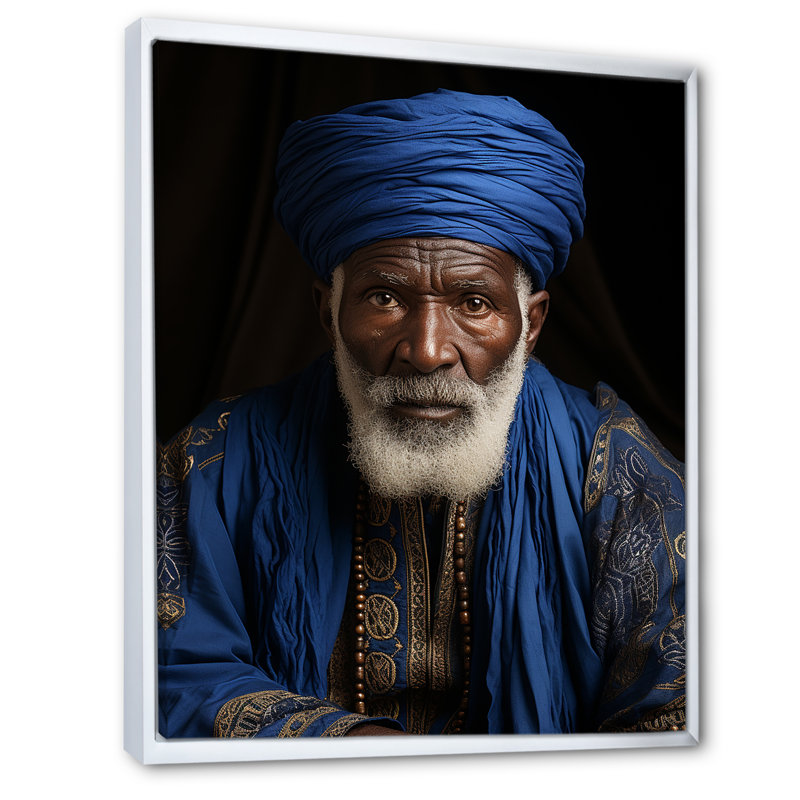 Portrait arabe berbère dans l'atlas I, H 40 po x l 30 po x P 1,5 po, Cadre flottant blanc