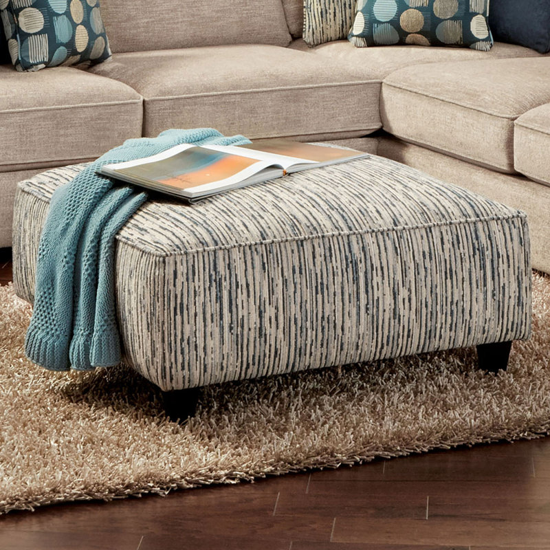 38.5" W Transitional Ottoman, Stripe Multi