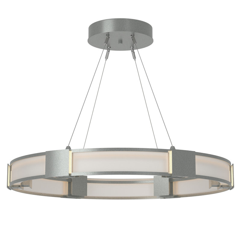 Aura Glass Ring Chandelier, Vintage Platinum, Frosted Glass