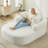 49.6" Beige Chenille Oversized Chaise Sofa Bed, No Assembly Required, with Armrests & Pillows-72578432