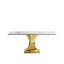 Table de salle à manger rectangulaire pour 6 personnes de 71 x 35,4 pouces, blanc et doré, avec table et base en E, base en pierre frittée, surface délicate de 71 po, éraflure et support stable