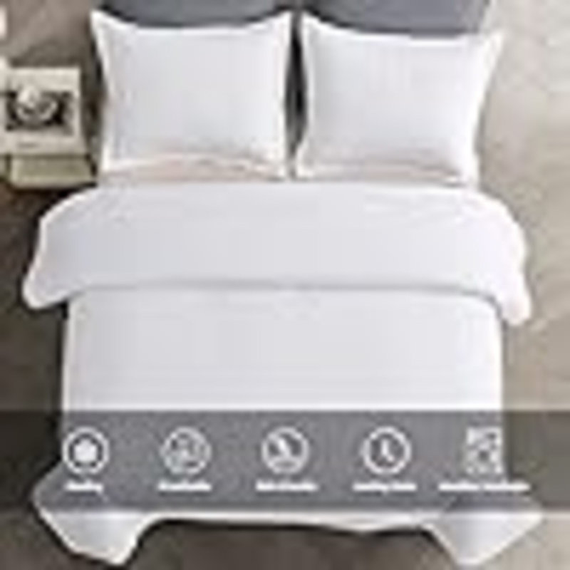Ensemble de courtepointe surdimensionnés, couvre-lit léger blanc de 128 po x 120 po pour ensemble de literie édredon toutes saisons - ensembles de couvre-lit