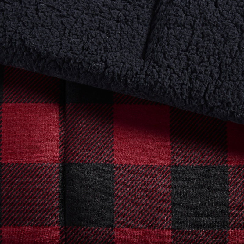 Ensemble d'édredon ultra-doux Alton, Red/Black Buffalo Check, Édredon très grande taille, 2 taies et 2 coussin
