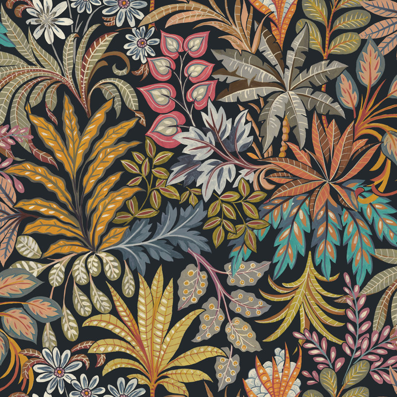 16.5' L x 20.5" W Floral Drop Peel and Stick Wallpaper Roll, Summer Nights