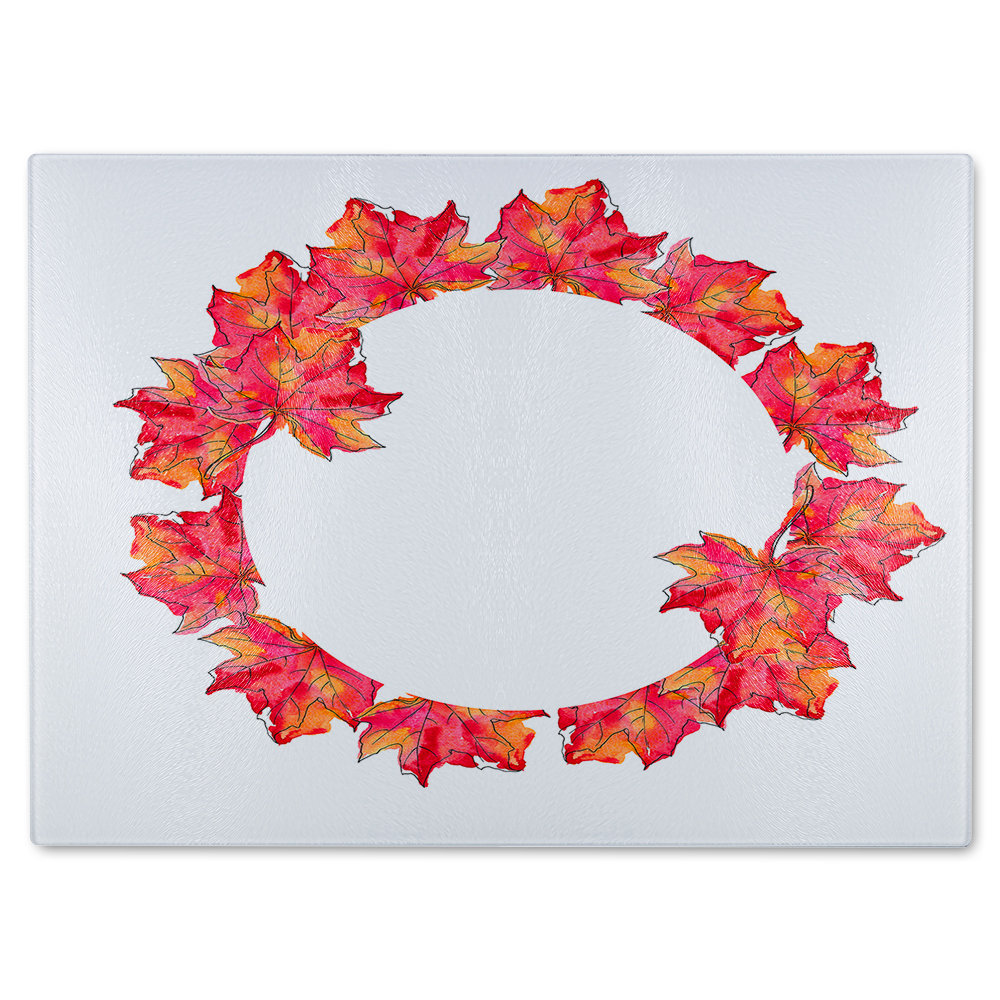 Autumn Reath Glass Chopping Board