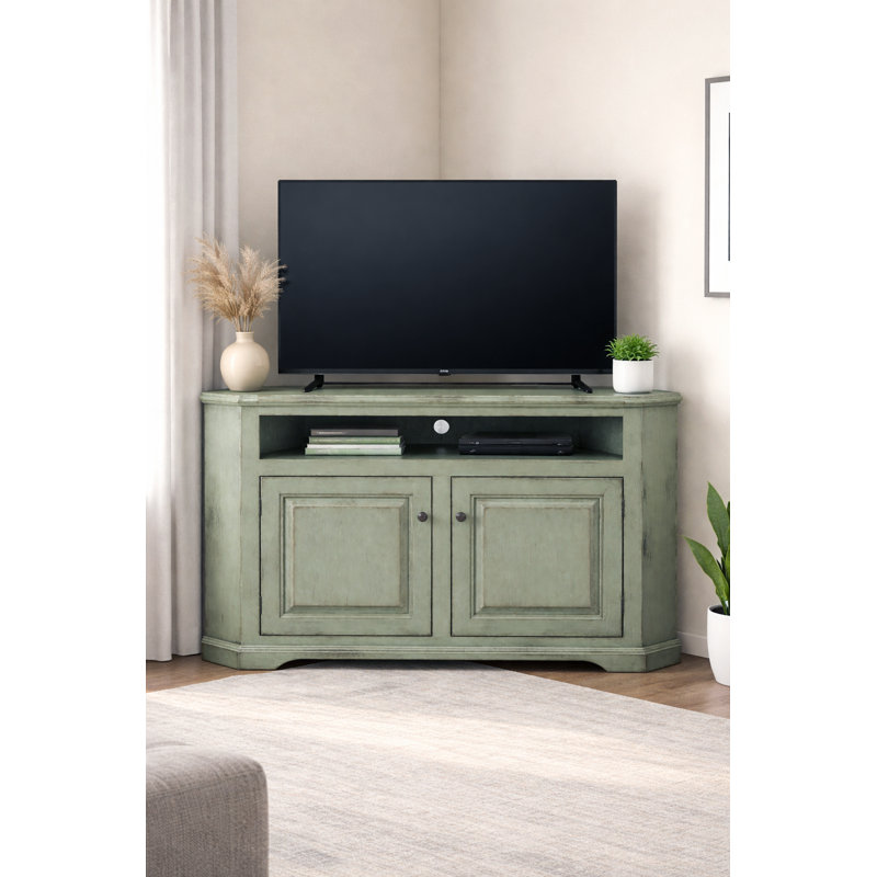Inouye Unfinished Corner TV Stand for TVs up to 65", European Light Blue