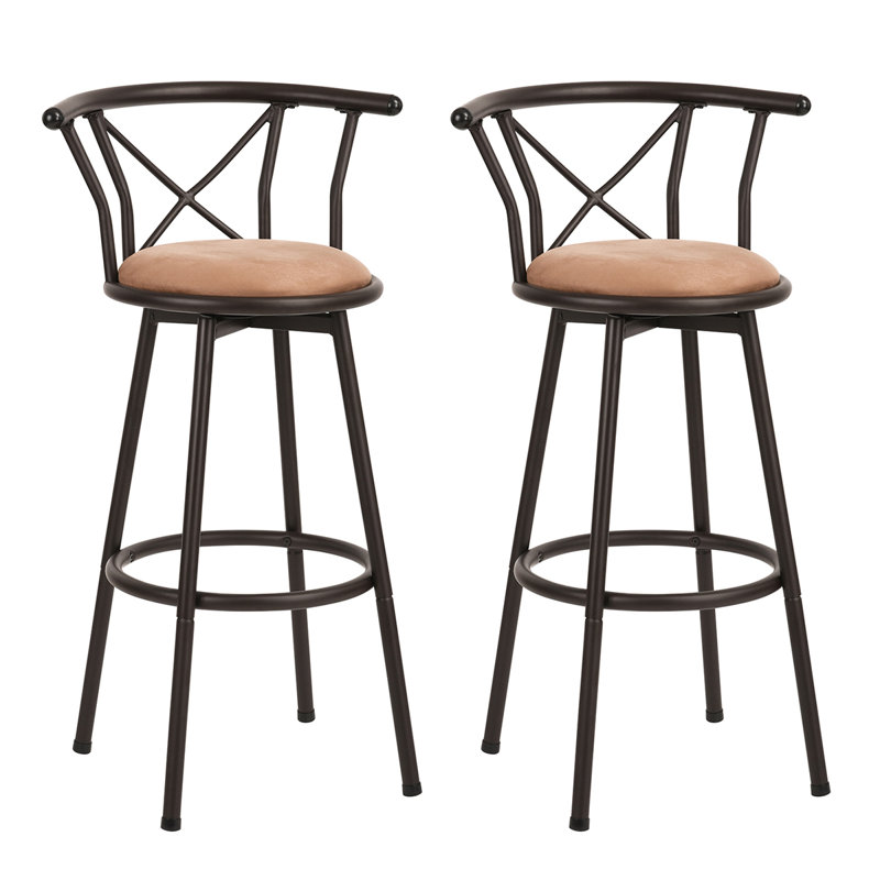 Cassilis Swivel Upholstered Microfiber / Microsuede Counter Stool with Steel Frame, Counter Stool (27.8” Seat Height)