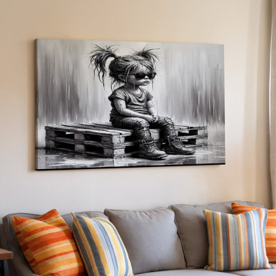 Impression sur toile en bois noir et blanc avec lunettes de soleil sur palette pour le salon, la chambre à coucher, le bureau, le couloir, le vestibule, le mur de la galerie et la décoration intérieure moderne