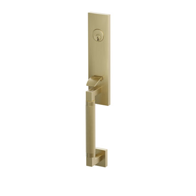 Ensemble d'entrée Emtek SELECT, F13, à mortaiser monolithique, entraxe de 63,5 mm (2-1/2"), tige extérieure en L, poignée moletée ; levier intérieur Hermes, bronze huilé, pour gaucher