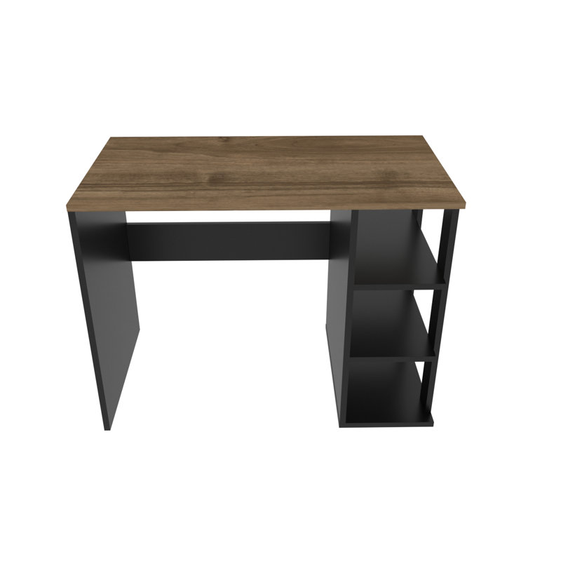 Polina 100Cm W Computer Desk with Open Storage, Brown/Black