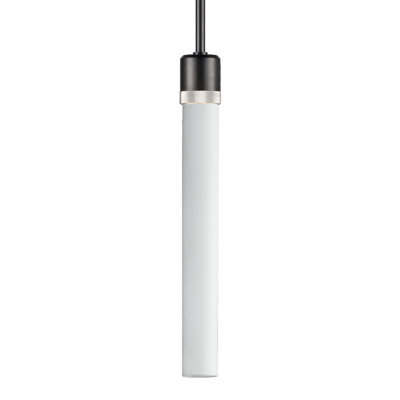 Luminaire suspendu cylindrique 3 po E26, verre givré 12 po et finition noire brossée satinée