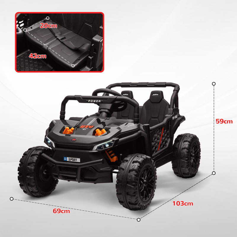 AIYAPLAY Kids Ride on Car 12V Electric Truck Remote Control 3-5 Years, Black