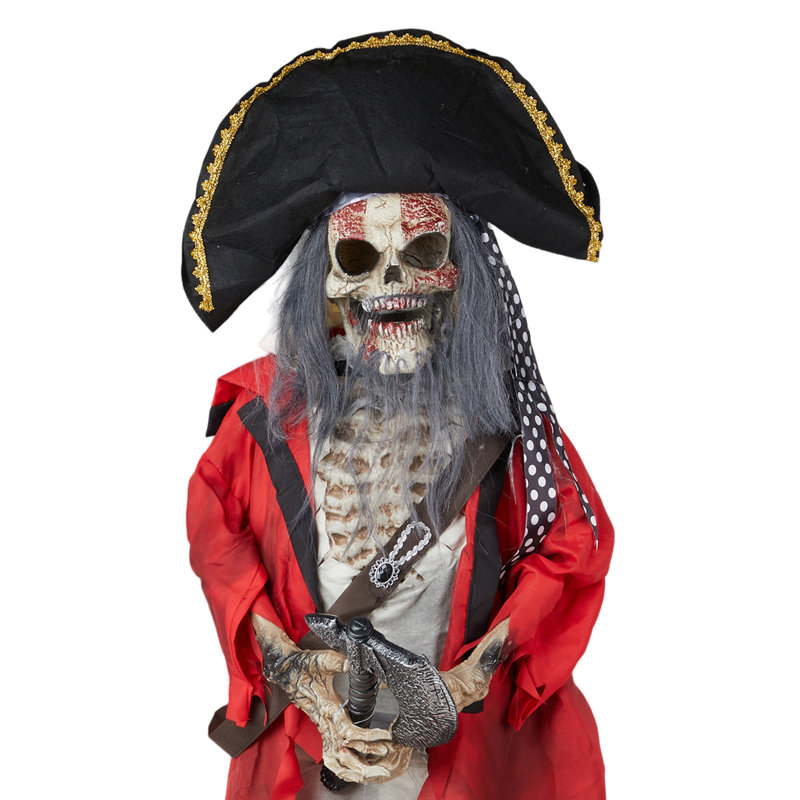Décorations d'extérieur parlant pirate d'Halloween de 6,3 pi avec commande vocale