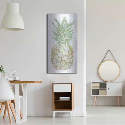 «Sketchy Pineapple 2» par Stellar Design Studio, art mural en métal, 24 po x 48 po