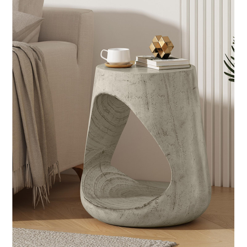 Table d'appoint MGO Hollow, texture semblable au bois, Gris