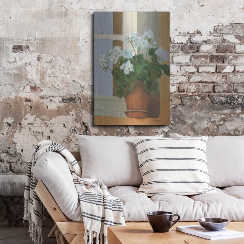 «Creancey Geraniums 2 Light» par Shirley Novak, art mural en métal, H 36 po x l 24 po