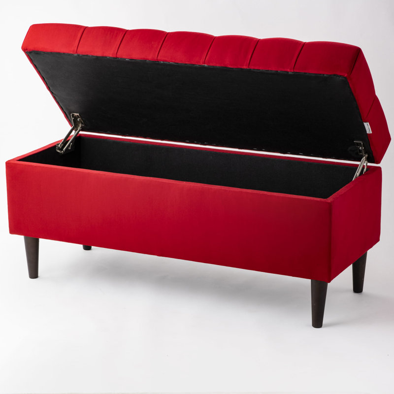 Velvet Upholstered Storage Bench, 47 cm H x 120 cm W x 30 cm D