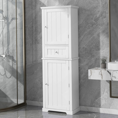 Tall Bathroom Storage Cabinet, Freestanding Storage Cabinet With Drawer And Adjustable Shelf, MDF Board With Painted Finish, White (Old Sku:WF312727AAK)