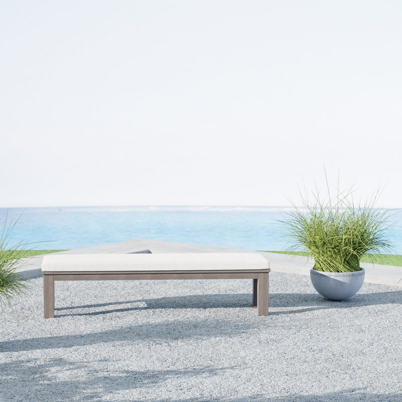 Coastal Teak Vienna Coastal Teak Outdoor Dining Bench, Spectrum Carbon Sunbrella® Plainweave