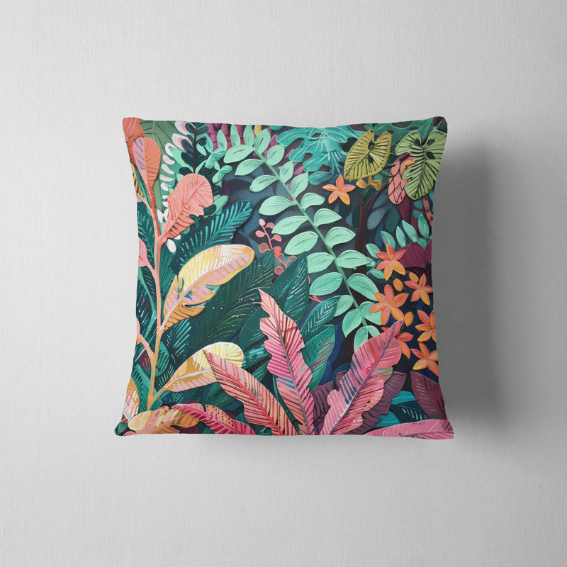 Jungle Haven Floral Reversible Pillow Cover, 16"H x 16"W