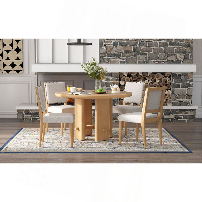 Ensemble de table de salle à manger 5 pièces pour 4 personnes, Naturel