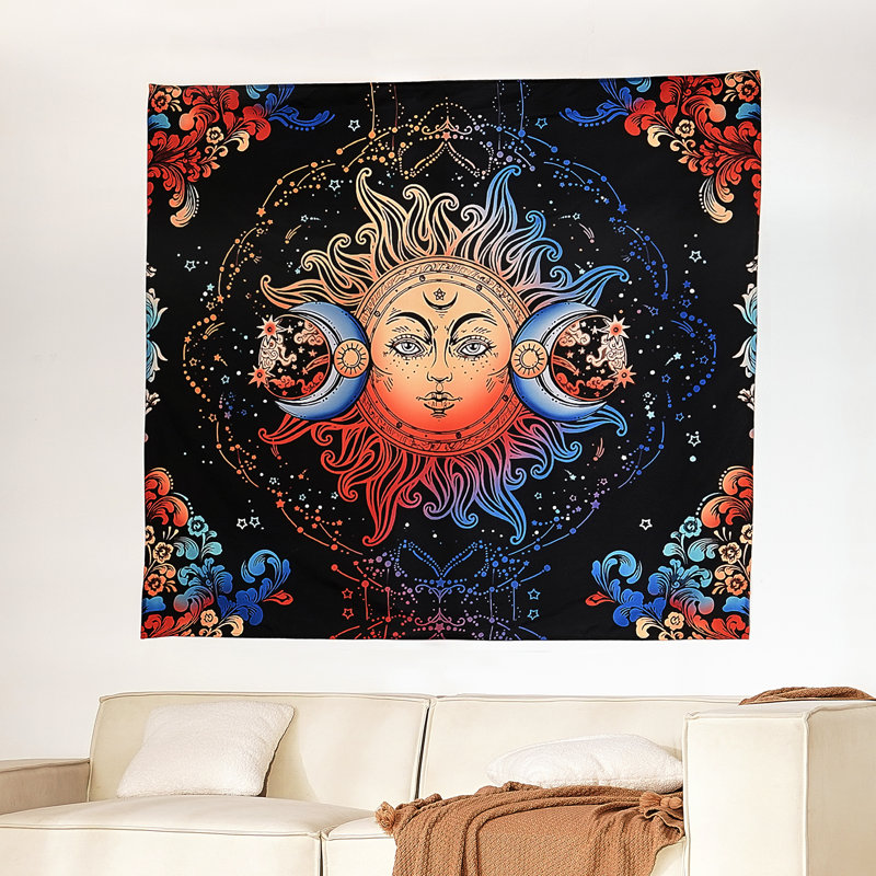Tapisserie soleil et lune tapisserie psychédélique mystique