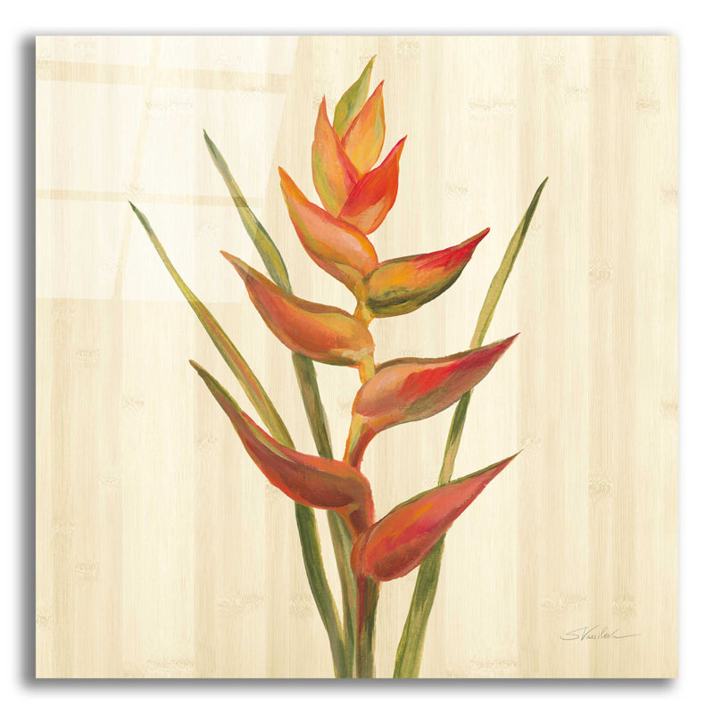 Tropical Garden I Canvas Print with Red and Green Leaves