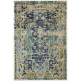 Festival Hand Knotted Wool Area Rug in Blue