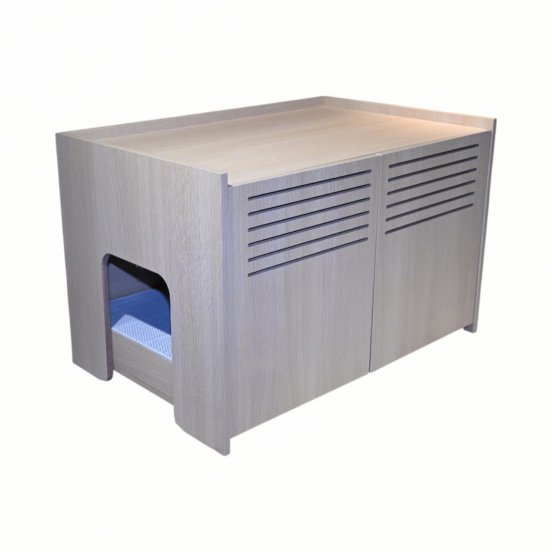 Enceinte de litière moderne en bois pour chat