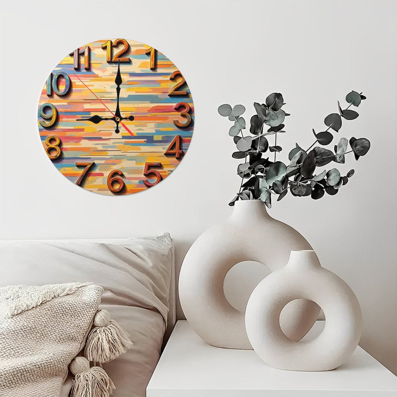 Artistic Wall Clock with Colorful Design and Numbers