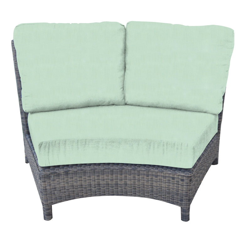 Bella Wicker Outdoor Sectional Wedge Chair, Canvas Spa Sunbrella® Canvas, Brown