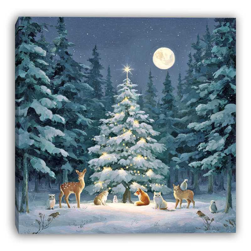 Snowy Forest Circle Wrapped Canvas Wall Art, 40" H x 40" W