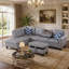 Faux Leather Sectional Sofa With Ottoman-131255605