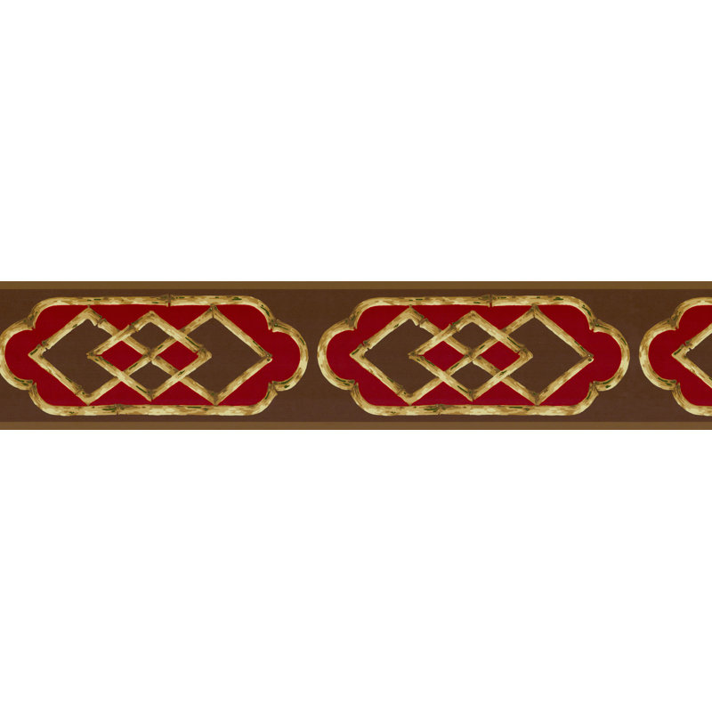 Bordure de papier peint pré-moulé - brun abstrait, motif mural rouge rétro, 15 pi X 5,5 po