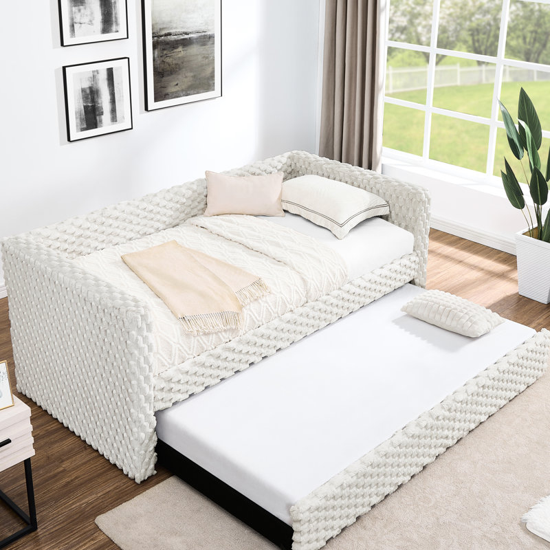 Lit de jour moderne simple en velours côtelé beige - Lit escamotable pour économiser de l'espace, Beige