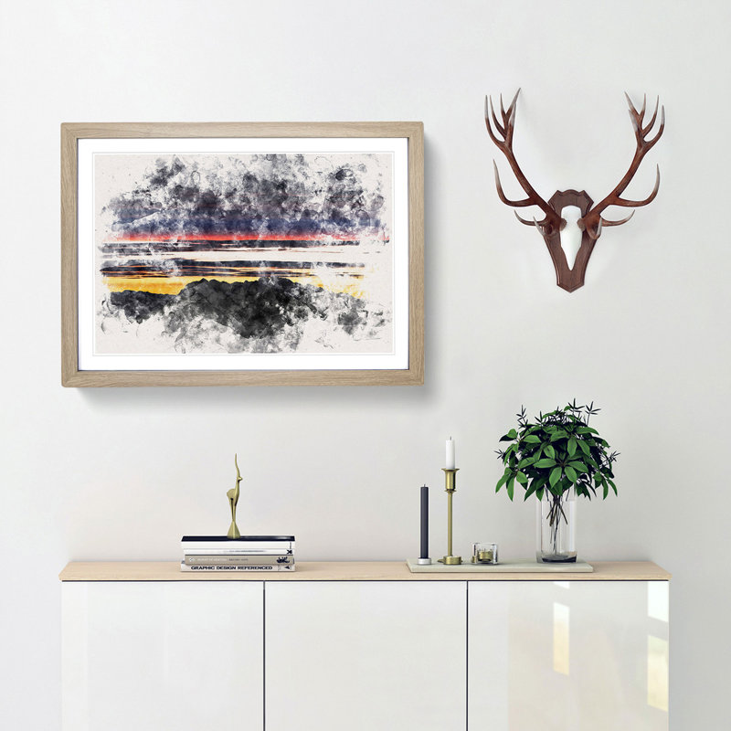 Monte Due Mani Mountain in Italy - Picture Frame Graphic Art Print, Oak Framed, 33cm H x 45cm W x 2cm D