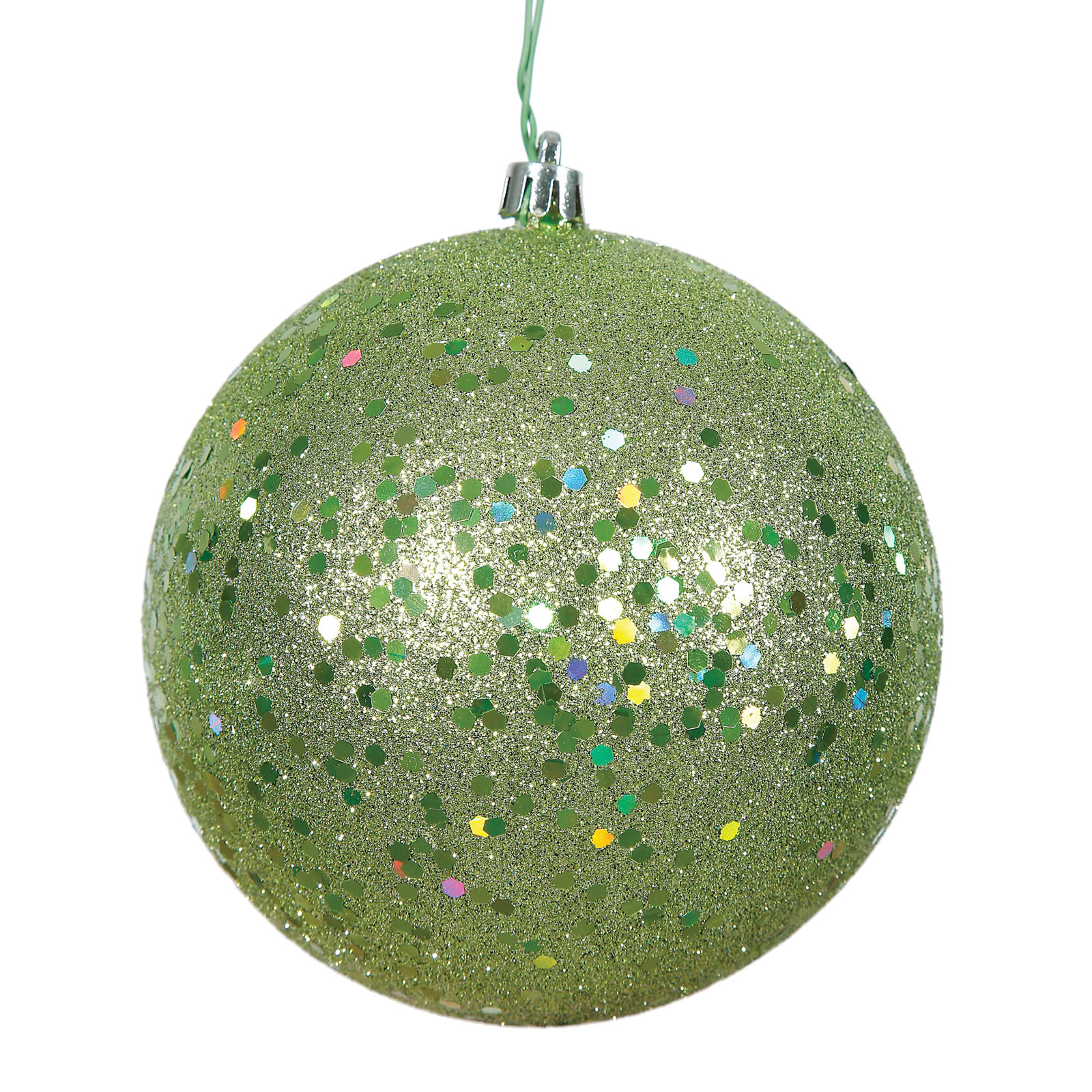 Christmas Ball Ornament, 6" H x 6" W x 6" D, Sequin Celadon