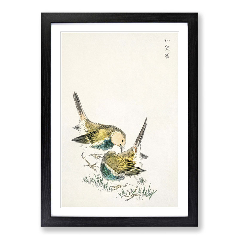 Japanese Great Tit Birds by Numata Kashu - Picture Frame Painting Print, 36cm H x 27cm W x 2cm D, Black Framed