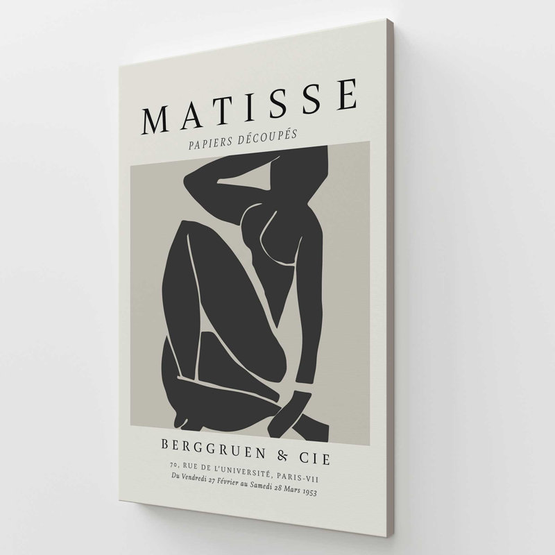 Matisse's Nude III en noir, 72" H x 48" W x 1.25" D, Toile tendue