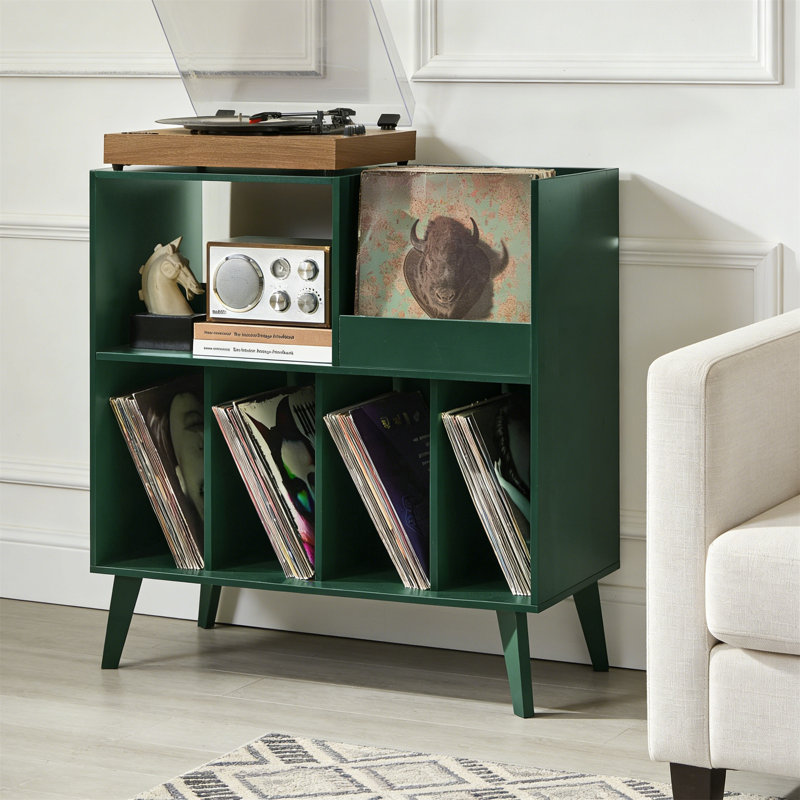 Grand support de tourne-disque avec rangement, pouvant contenir 300 albums en vinyle, espace d'exposition pour le salon