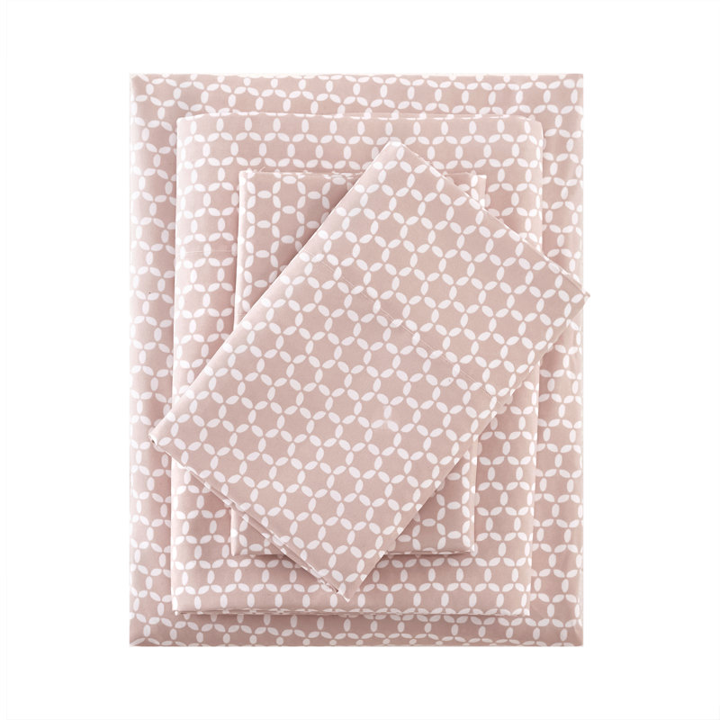3M Geometric Microfiber Percale Sheet Set, Blush, Queen