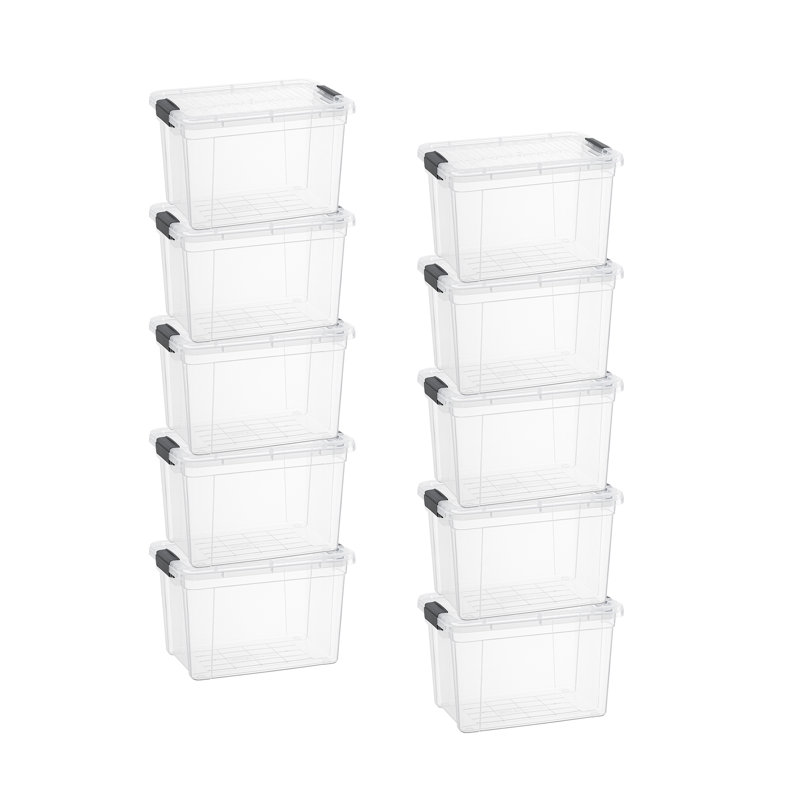  4.75 Qt. Clear Small Storage Bin with Lid, Plastic Organizing Storage Box for Home, 10 Pack, 4.75 Qt.