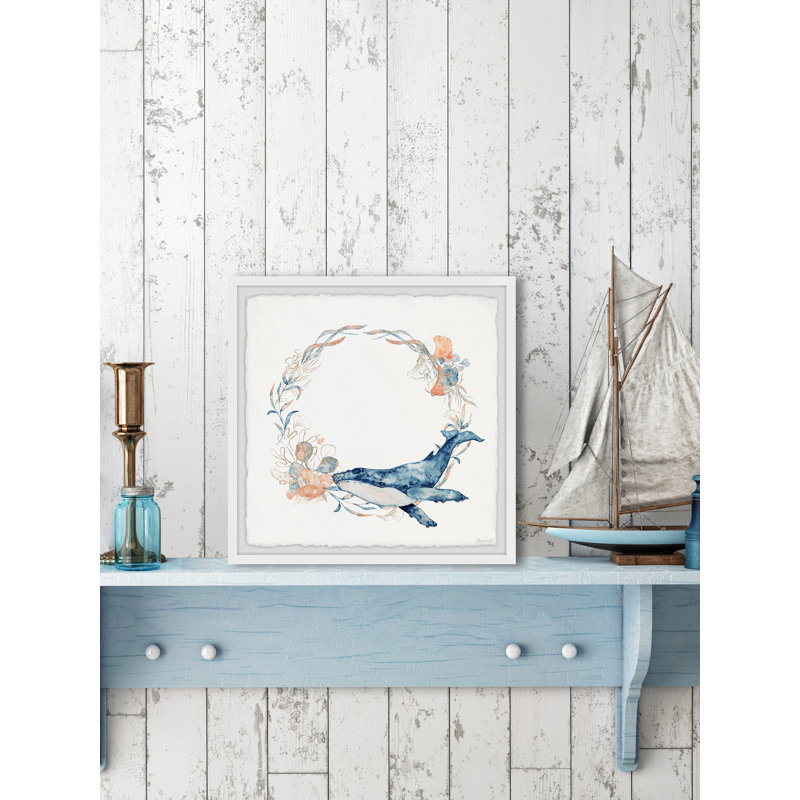 Flower Crown Whale by Marmont Hill - Single Picture Frame Painting, 45cm H x 45cm W x 3.81cm D