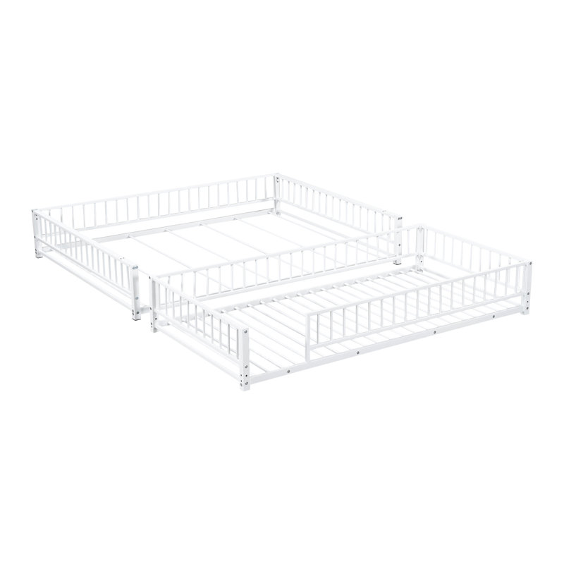 Twin XL Over Queen Bunk Bed - Convertible & Heavy Duty Metal Frame, White