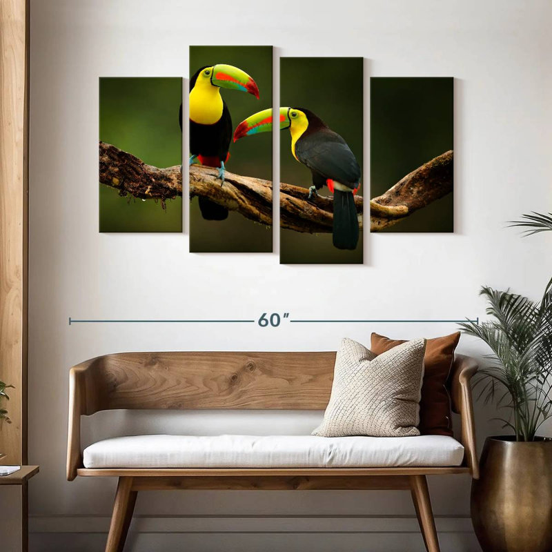 Toucans Brampt sur une branche, H 32 po x l 52 po