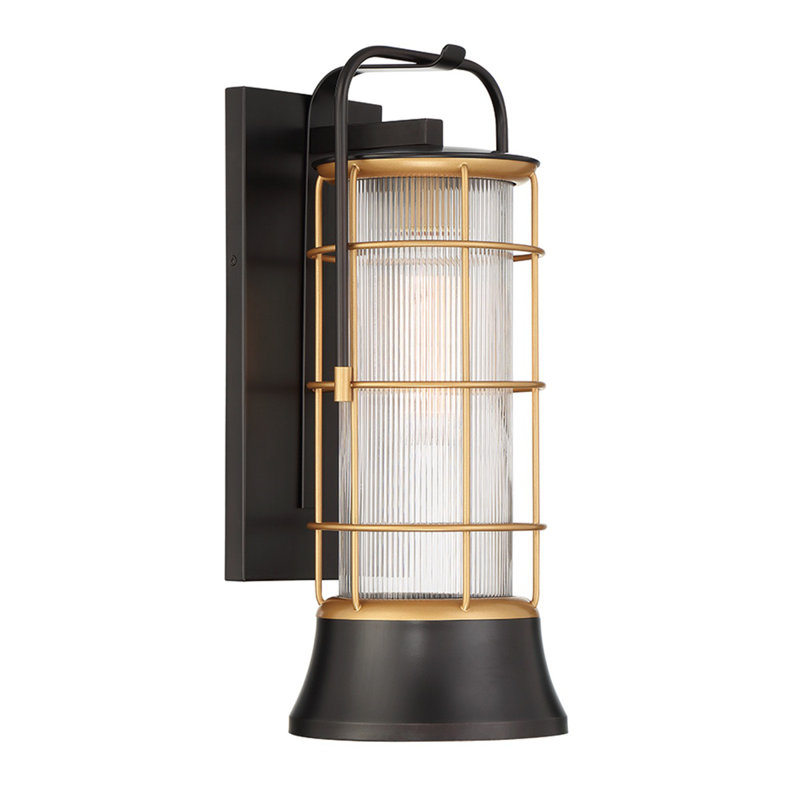 Lanterne 1 lumière Rivamar en bronze huilé + or Rivamar, H 13,25 po x l 6 po x P 7,25 po